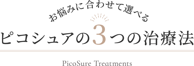 お悩みに合わせて選べるピコシュアの3つの治療法 PicoSure Treatments