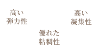 高い弾力性 高い凝集性 優れた粘稠性